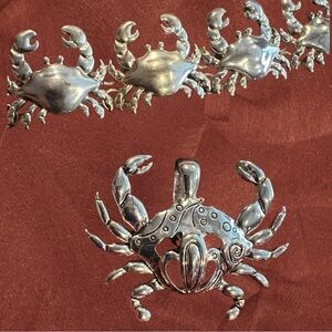 Vintage Zodiac Cancer Crab (3) piece silver necklace,bracelet, and enhancer.